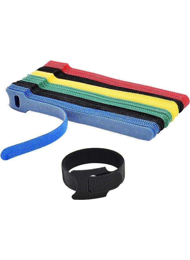 PROMASS - 60PCS Fastening Cable Ties Reusable, Premium 6-Inch Adjustable Cord Ties, Microfiber Cloth Cable Management Straps Hook Loop Cord Organizer Wire Ties Reusable (Assorted Colors) - Image 1