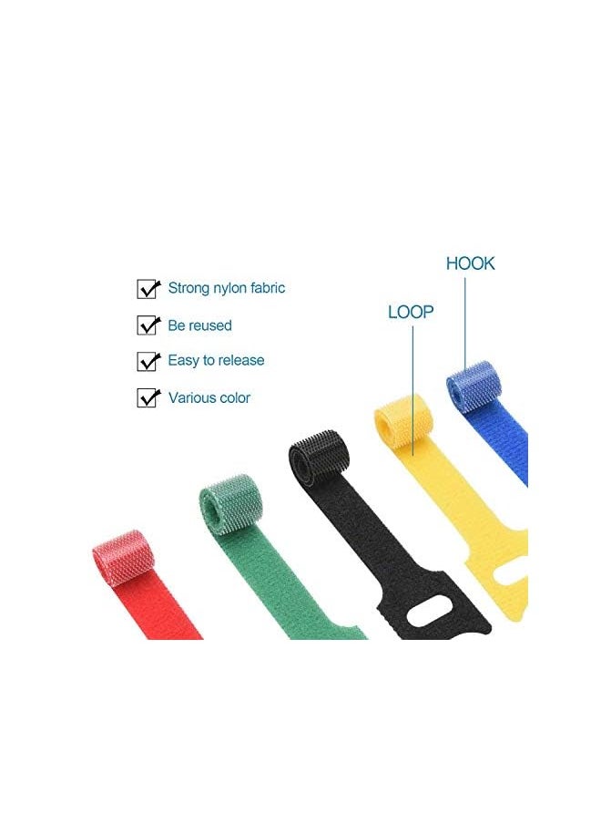 PROMASS - 60PCS Fastening Cable Ties Reusable, Premium 6-Inch Adjustable Cord Ties, Microfiber Cloth Cable Management Straps Hook Loop Cord Organizer Wire Ties Reusable (Assorted Colors) - Image 1
