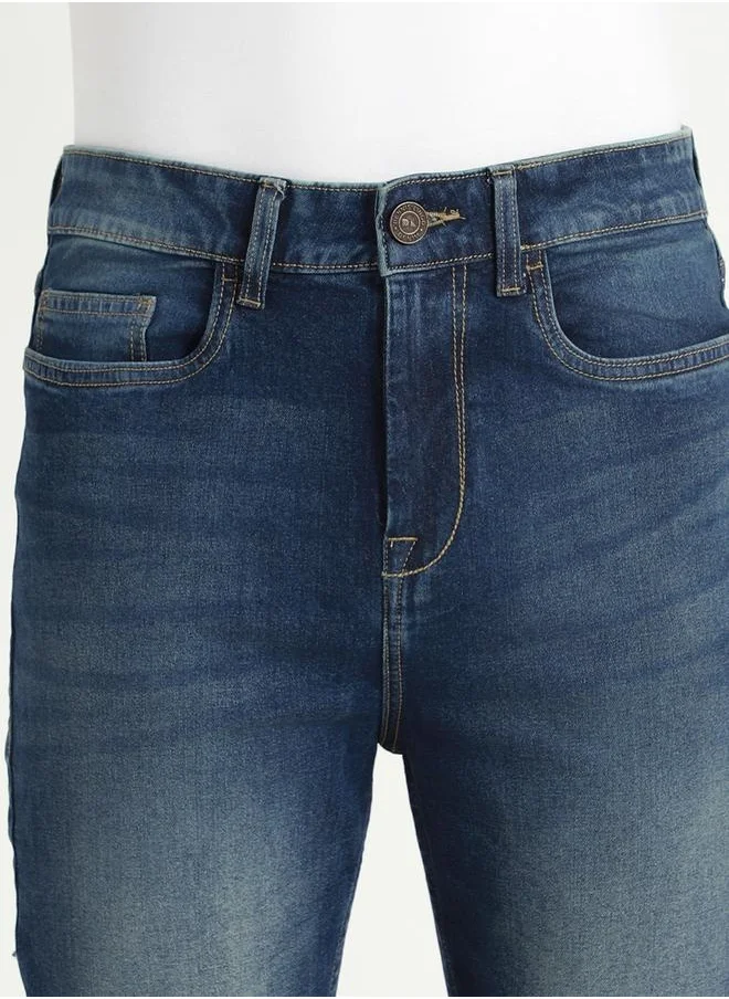 دينيس لينغو Men's Dark Blue Straight Fit Twill Jeans