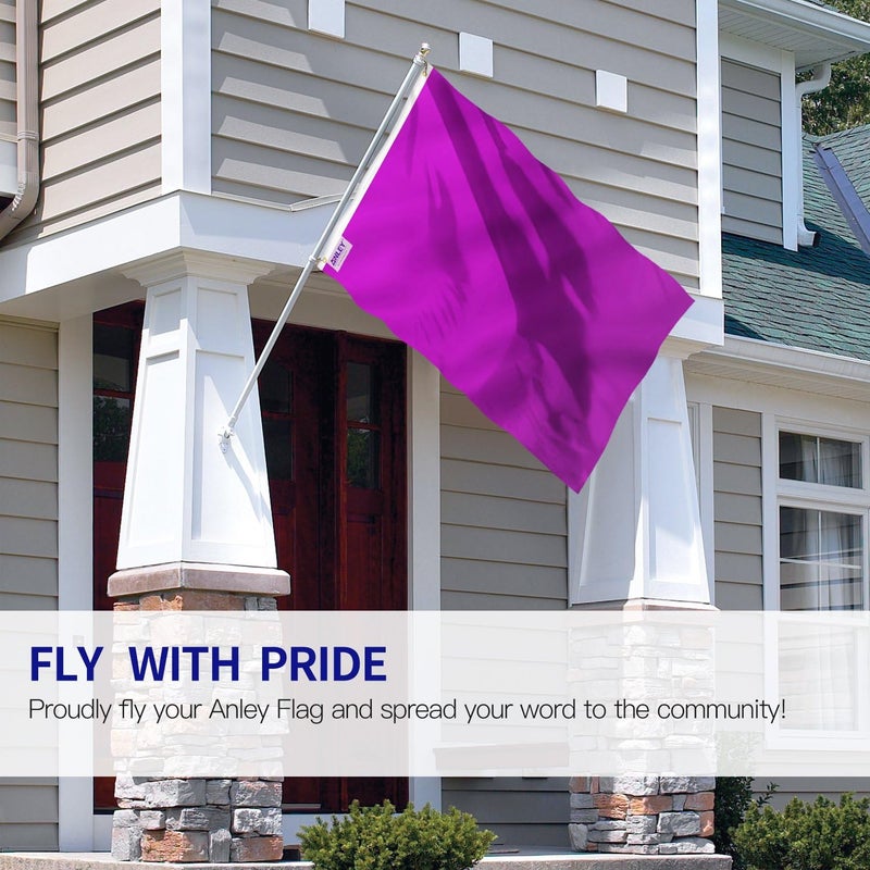 Anley Pack of 2 Fly Breeze 3x5 Foot Solid Purple Flag - Vivid Color and Fade proof - Canvas Header and Double Stitched - Plain Purple Flags Polyester with Brass Grommets 3 X 5 Ft - Image 2
