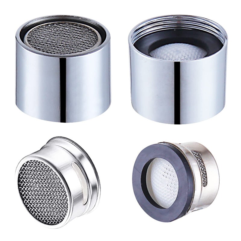 ESPETIO Faucet Aerator Female Thread Chrome Solid Brass Kitchen Sink Aerator And Bathroom Sink Filter 55/64In Aerator For Sink Faucet With Gasket For Kitchen And Bathroom(4Pcs) - Image 1