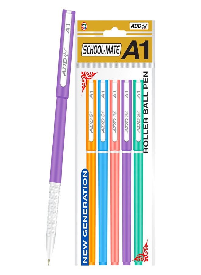 ADD Gel أضف أقلام حبر جاف A1 من نوع ADD Gel School Mate، عبوة من 10 أكياس، لون أزرق - Image 1