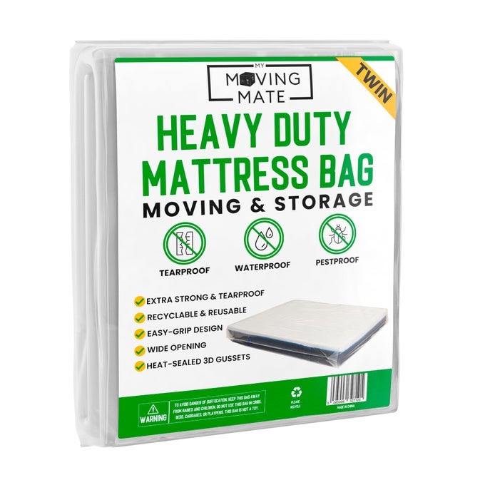 TWIN MATTRESS BAG FOR MOVING AND STORAGE 5 MIL MATTRESS COVER FOR MOVING AND STORAGE MATTRESS PROTECTOR STORAGE BAGS HEAVY DUTY REUSABLE TEARPROOF