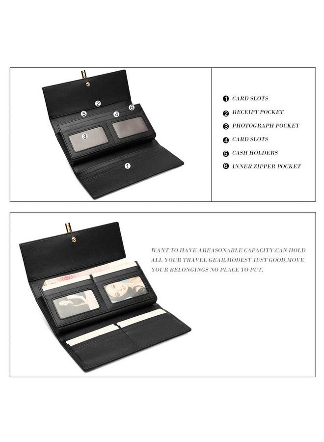 CLUCI محفظة جلدية للنساء نحيفة مصممة ثلاثية الطي لحامل بطاقات الائتمان للسيدات باللون الأسود - Image 4