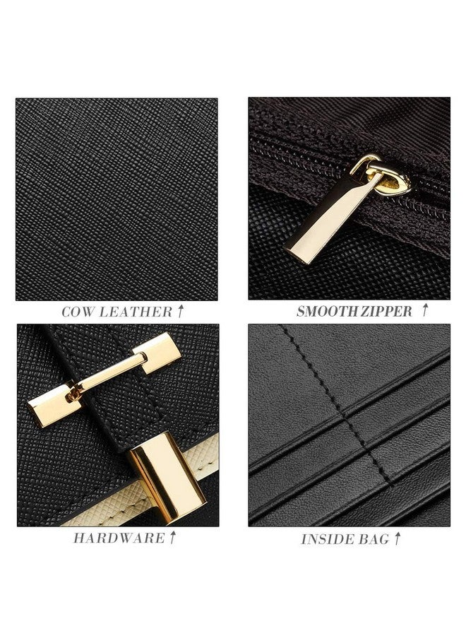 CLUCI محفظة جلدية للنساء نحيفة مصممة ثلاثية الطي لحامل بطاقات الائتمان للسيدات باللون الأسود - Image 5