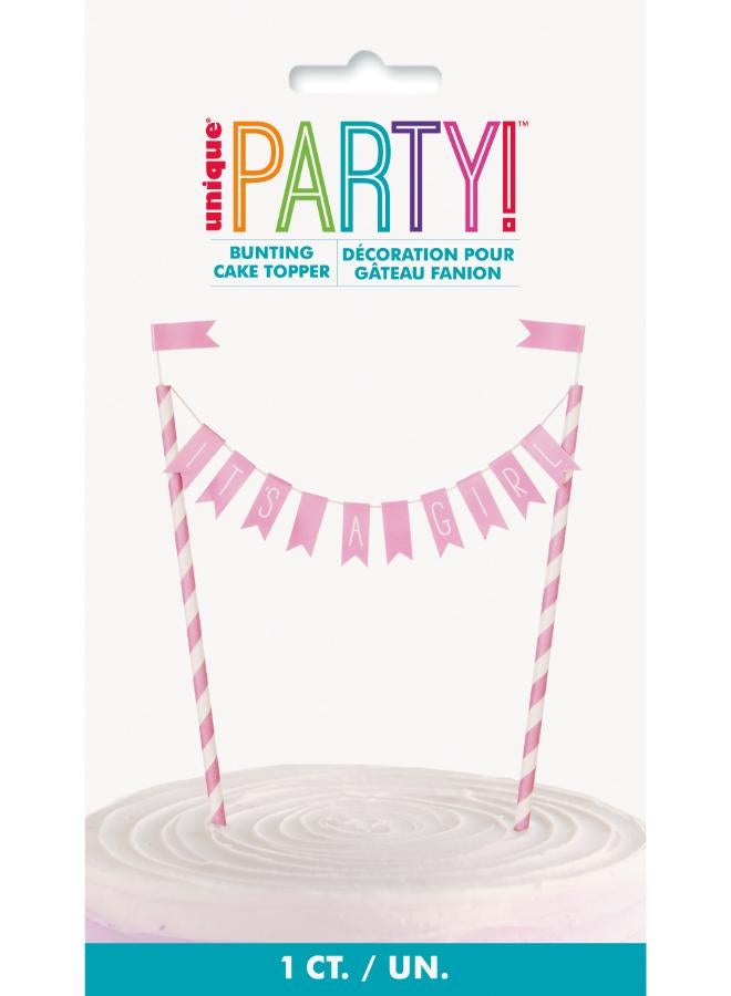 Unique Its A Girl Baby Shower Bunting Cake Topper - Image 3