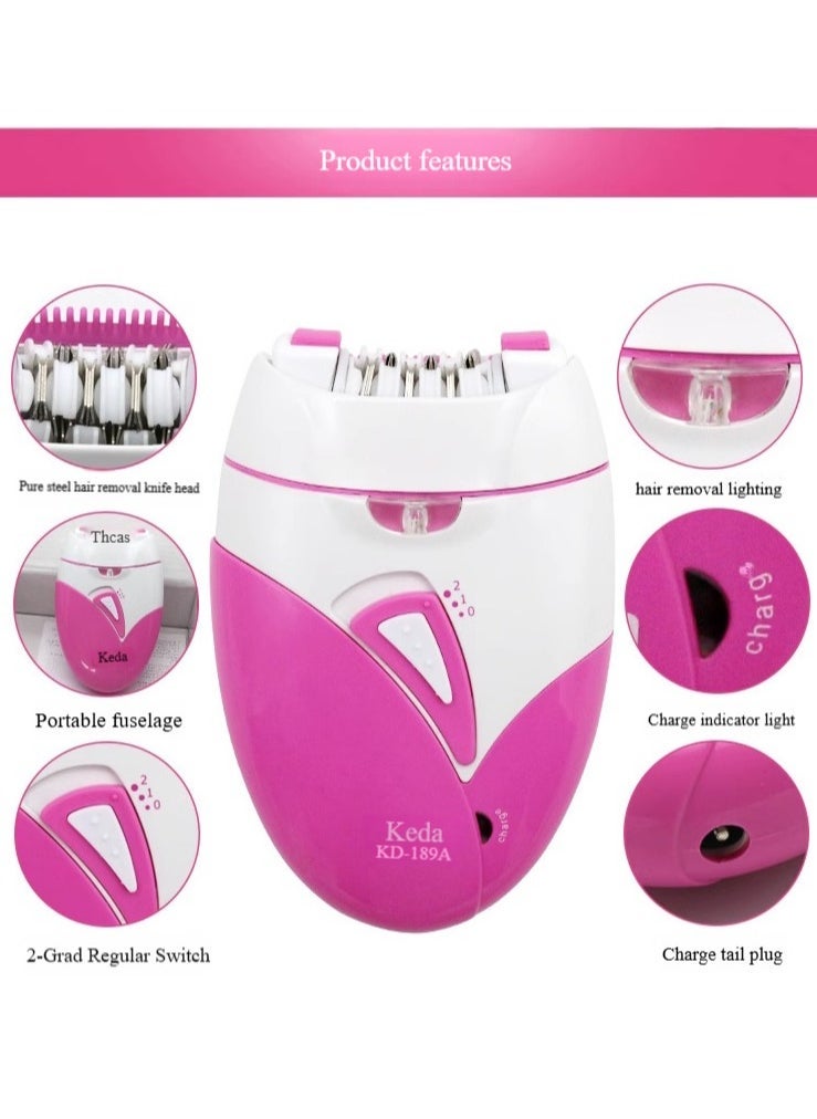 Keda USB Rechargeable Epilator Shaver Callus Remover Clipper KD-189A Pink/White - Image 4