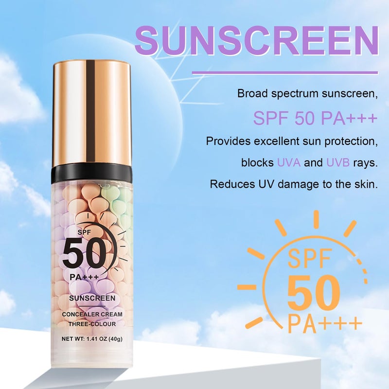 Scarman 3 in 1 Color Correcting Serum, SPF Primer for Face Before Makeup, Sunscreen One Step Makeup Primer,SPF 50 PA+++ Isolation Cream,Color Correcting Facial Serum Oil Control & Moisturizing - Image 3