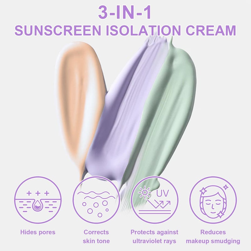 Scarman 3 in 1 Color Correcting Serum, SPF Primer for Face Before Makeup, Sunscreen One Step Makeup Primer,SPF 50 PA+++ Isolation Cream,Color Correcting Facial Serum Oil Control & Moisturizing - Image 2