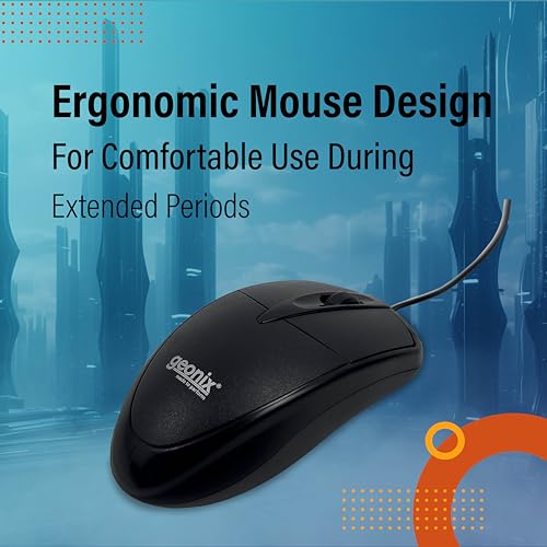 GEONIX Wired USB Mouse for Windows PC Desktop, Laptop, Notebook, Mac, computerand Chromebook, for Righty or Lefty Use, Black Colour, 1 Year Warranty. - Image 3