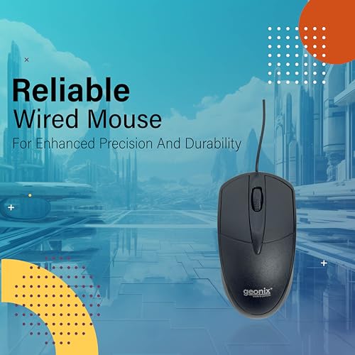 GEONIX Wired USB Mouse for Windows PC Desktop, Laptop, Notebook, Mac, computerand Chromebook, for Righty or Lefty Use, Black Colour, 1 Year Warranty. - Image 2