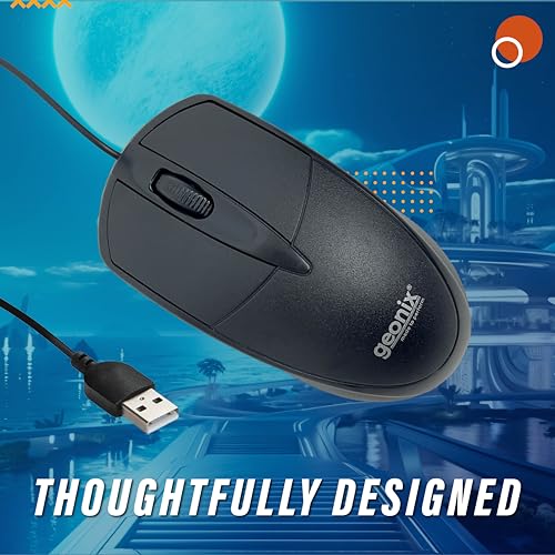 GEONIX Wired USB Mouse for Windows PC Desktop, Laptop, Notebook, Mac, computerand Chromebook, for Righty or Lefty Use, Black Colour, 1 Year Warranty. - Image 5