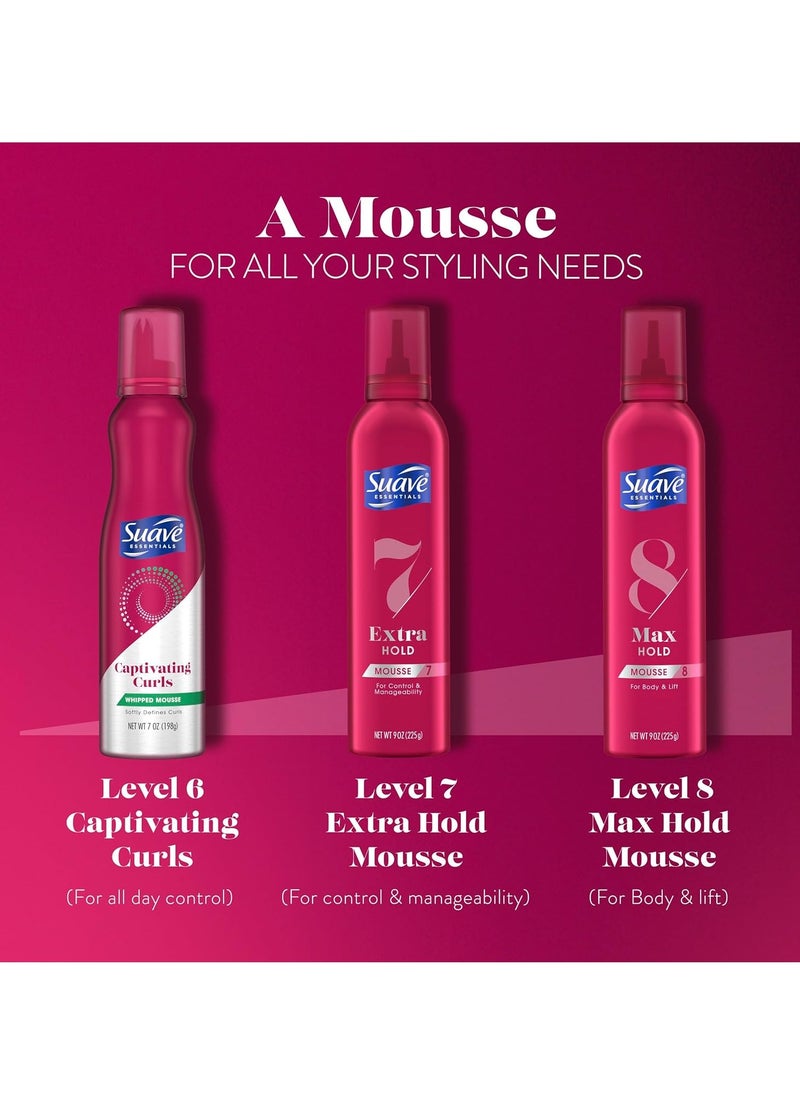 Suave Suave Extra Hold Mousse for Curly Hair, Wavy, All Hair Types, Moisturizing & Nourishing, Foam, Scented 9 oz (Pack of 2)  - Image 2