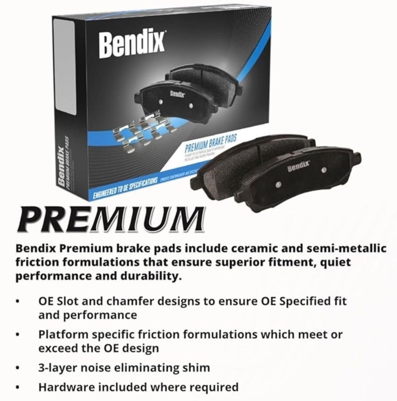 Bendix وسادات فرامل سيراميك Bendix Premium SBC1394 الأمامية لسيارة هوندا سيتي 2020-2015، CR-Z 2012-2011، CR-Z 2015-2014، Fit 2020-2009 - Image 3