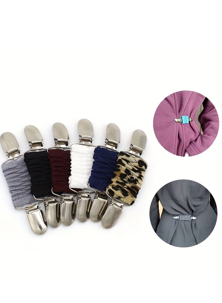 AROAQ Dress Clips, Elastic Clothes Clip Brooch Pins, Multipurpose Dress Shirt Brooch Clip, Portable Brown Dress Clips Back Cinch For Women - Image 4