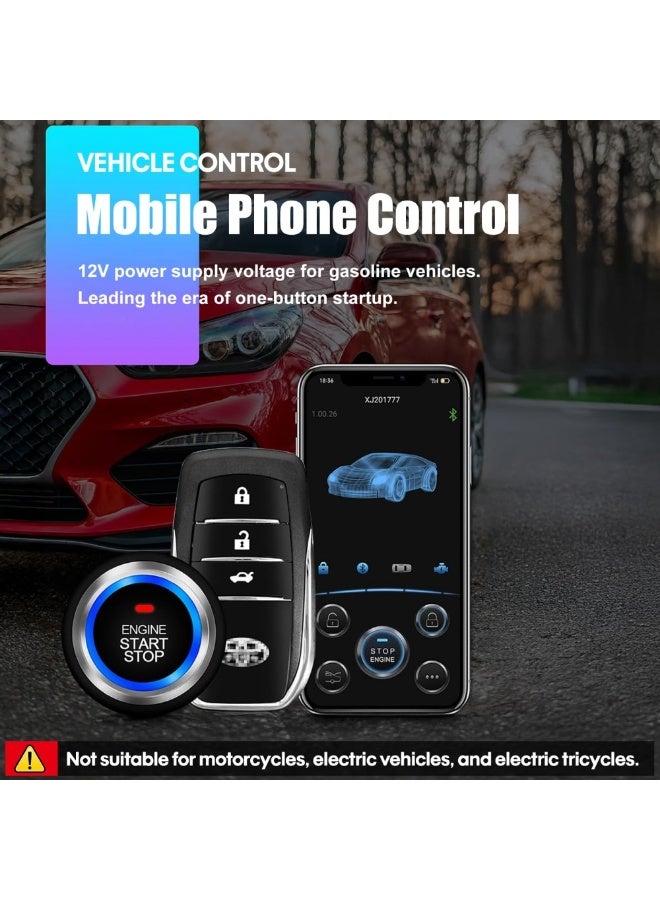 WALALLA Car Remote Start Stop Kit, 12V One-Key Engine Start Anti-Theft System, PKE Passive Keyless Entry with Push Button, Bluetooth Mobile Phone APP Control, Professional Installation Needed - Image 2