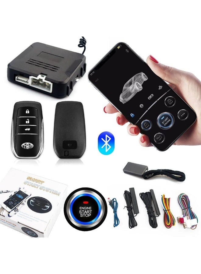 WALALLA Car Remote Start Stop Kit, 12V One-Key Engine Start Anti-Theft System, PKE Passive Keyless Entry with Push Button, Bluetooth Mobile Phone APP Control, Professional Installation Needed - Image 1