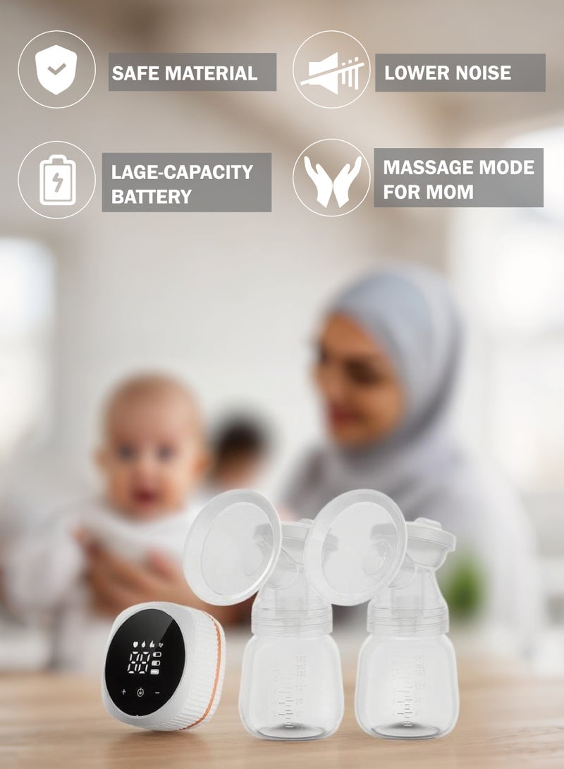 ملقط مضخة حليب كهربائية مزدوجة مع شحن USB، أوضاع تدليك متقدمة، وتشغيل صامت لتعبئة حليب مريحة وفعال - Image 2