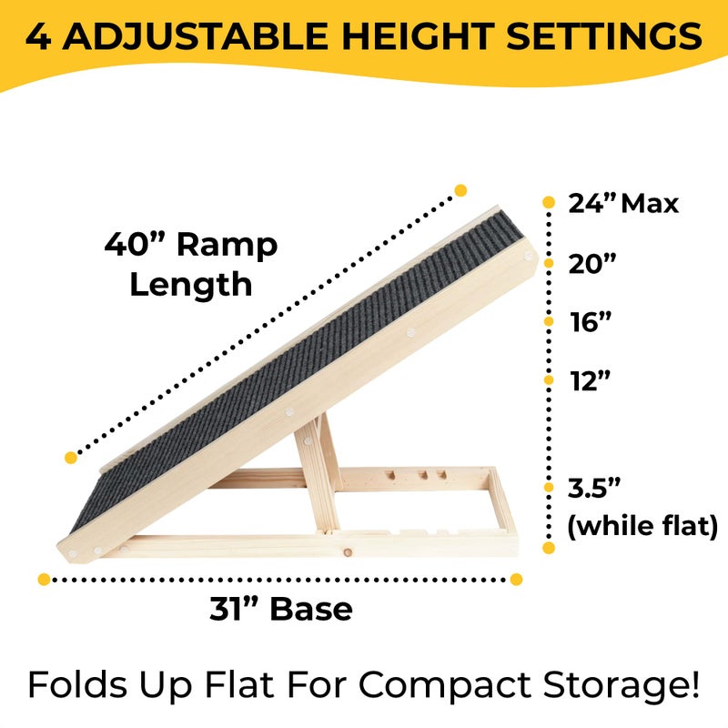 alpha paw AlphaPaw - Original Natural Wood PawRamp for Small & Large Dogs - No Assembly Required - Adjustable Height Pet Ramp for Bed, Couch, Stairs (Dark Brown) - Image 3