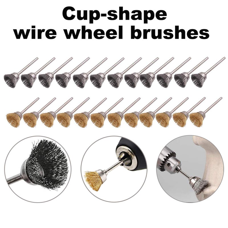 Rocaris 72 Pack Wire Wheel Brushes Set  Brass And Steel Wire Brush Set 1/8"" Shank For Rotary Tools Accessories Polish Clean Tools - Image 5