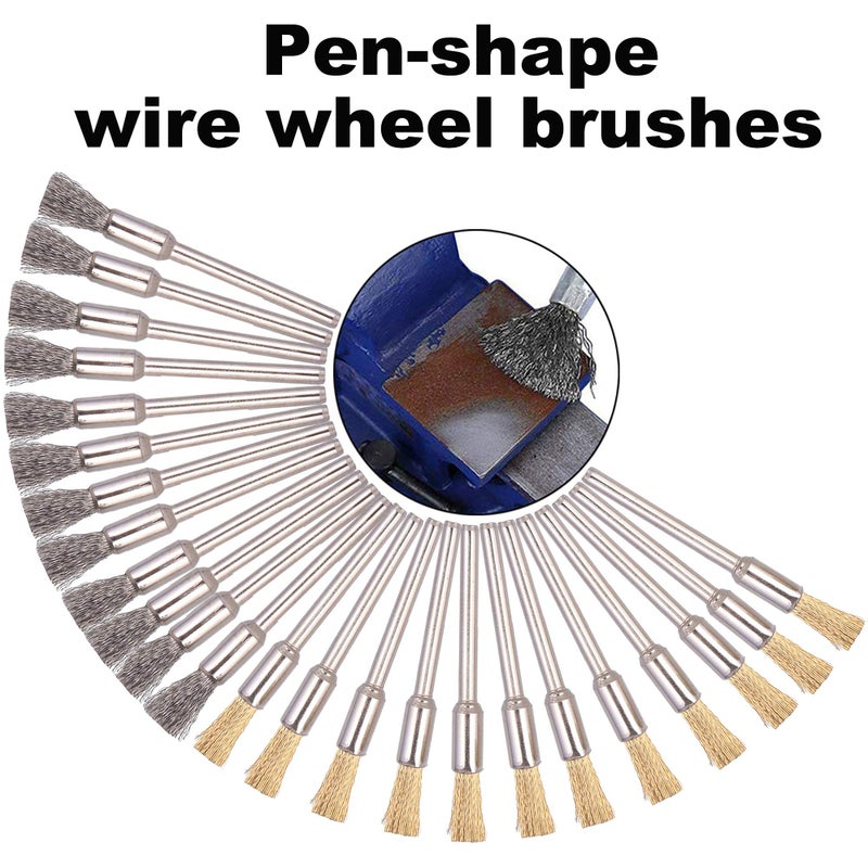 Rocaris 72 Pack Wire Wheel Brushes Set  Brass And Steel Wire Brush Set 1/8"" Shank For Rotary Tools Accessories Polish Clean Tools - Image 3