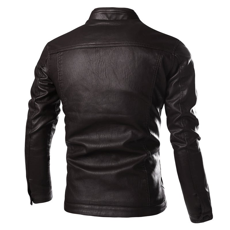 Men'S Leather 2019 Autumn New Pu Leather Stand Collar Men'S Motorcycle Clothing Fashion Leather Jacket Men - Image 4