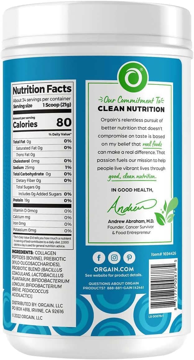 Orgain Collagen Superfoods with 20 Grams of GrassFed Collagen and Vitamin C Unflavored 256 oz - Image 2