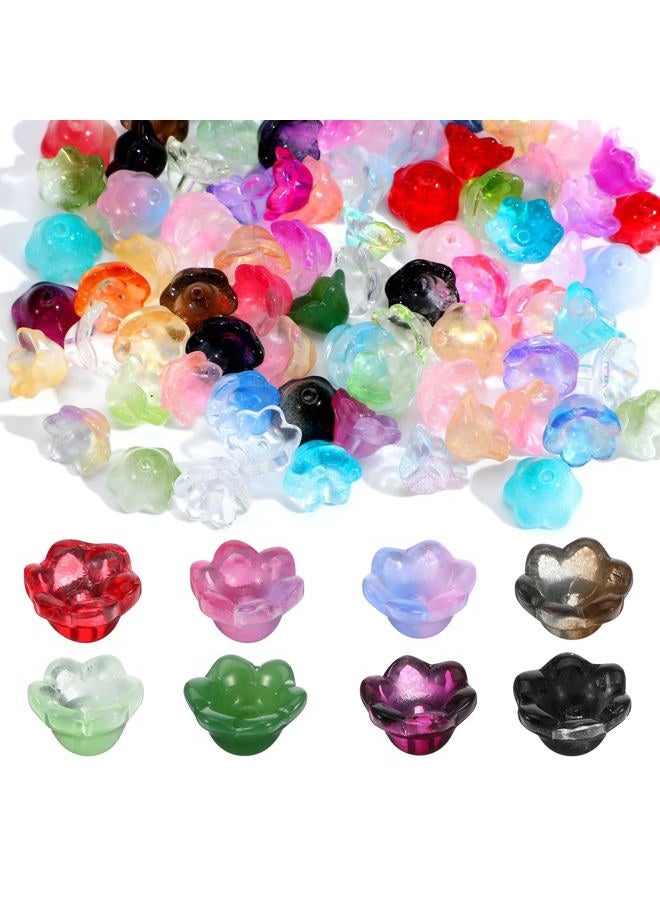 Wanmu 100PCS Glass Bellflower Beads, Colorful Trumpet Flower Beads for Jewelry Making, Cute Floral Beaded Charms for DIY Necklace, Earrings, Bracelets, Crafts (11mm) - Image 1