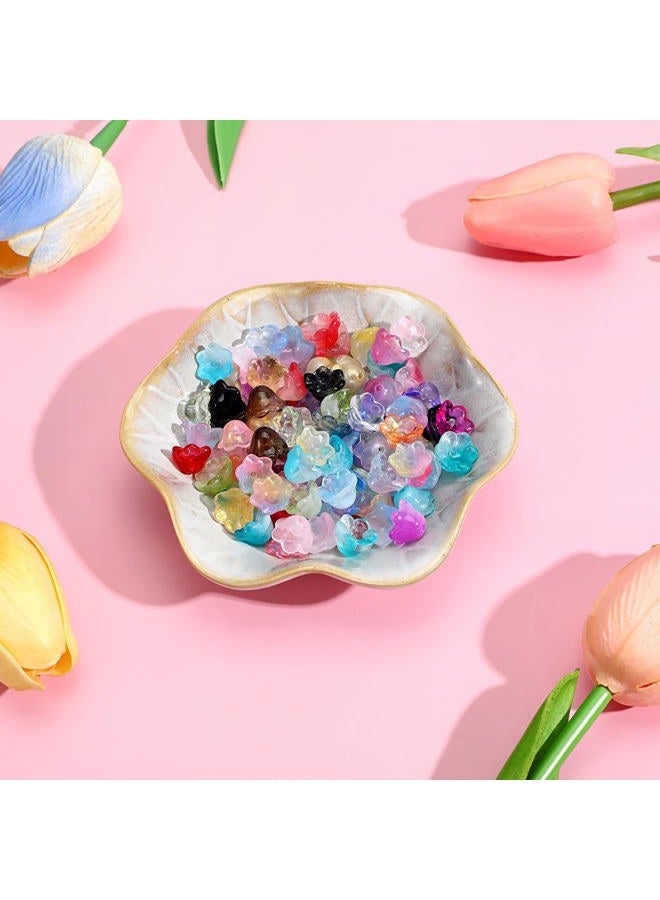 Wanmu 100PCS Glass Bellflower Beads, Colorful Trumpet Flower Beads for Jewelry Making, Cute Floral Beaded Charms for DIY Necklace, Earrings, Bracelets, Crafts (11mm) - Image 3