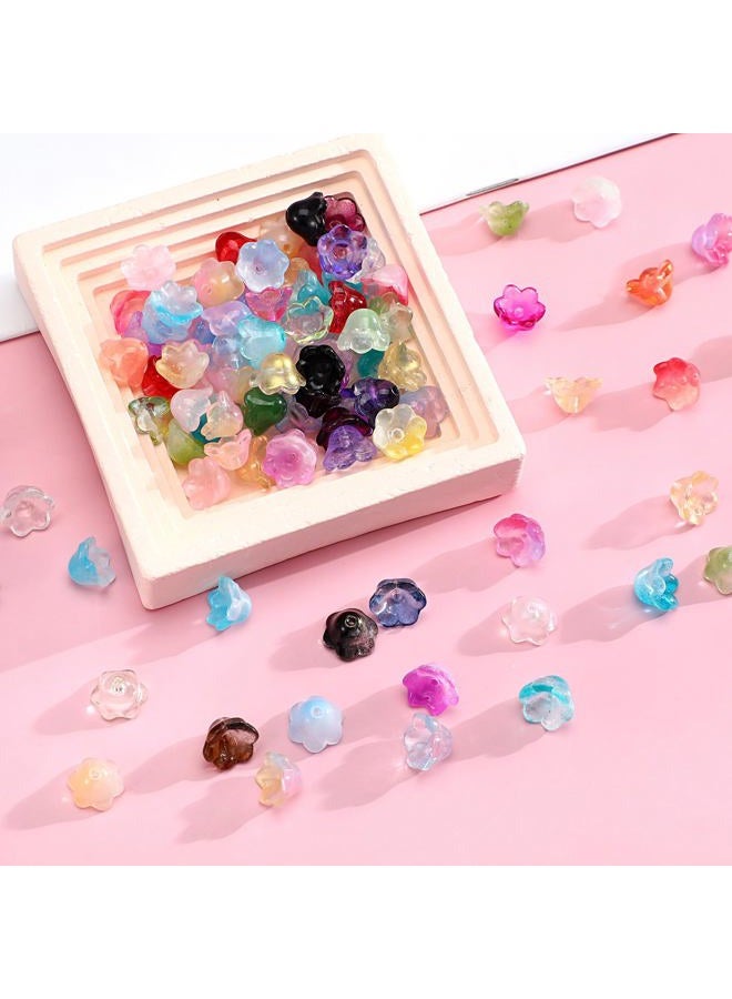 Wanmu 100PCS Glass Bellflower Beads, Colorful Trumpet Flower Beads for Jewelry Making, Cute Floral Beaded Charms for DIY Necklace, Earrings, Bracelets, Crafts (11mm) - Image 4