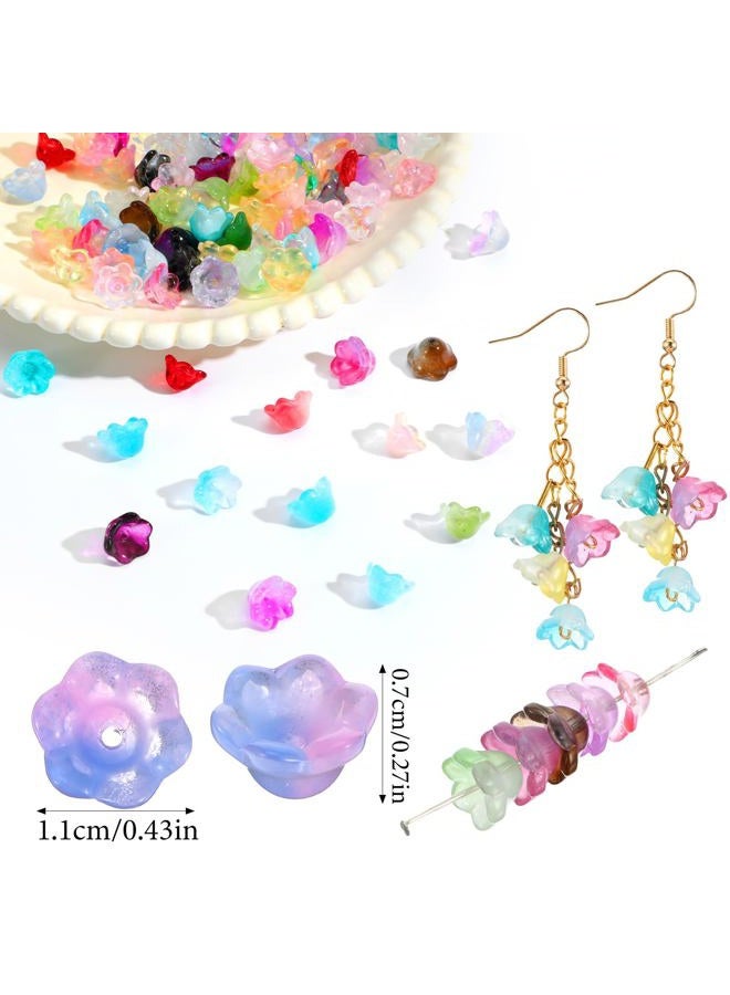 Wanmu 100PCS Glass Bellflower Beads, Colorful Trumpet Flower Beads for Jewelry Making, Cute Floral Beaded Charms for DIY Necklace, Earrings, Bracelets, Crafts (11mm) - Image 2
