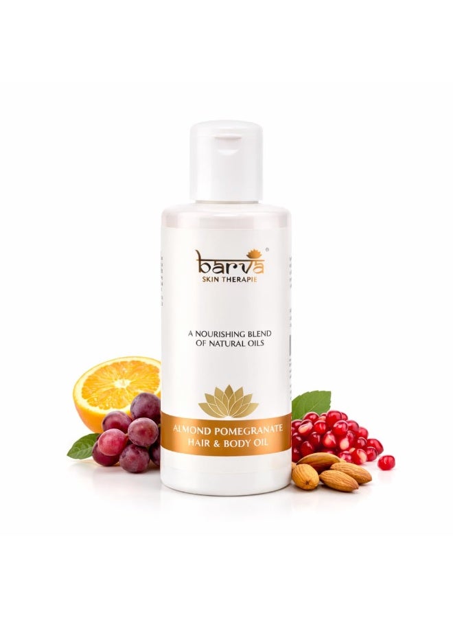 Barva Hair & Body Massage Oil with Natural Almond and Pomegranate. Relaxing Body Oil for Dry to Normal Skin with Vitamin E - 200 ml - Image 1