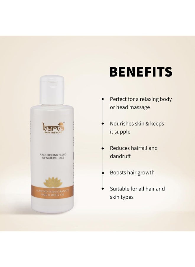 Barva Hair & Body Massage Oil with Natural Almond and Pomegranate. Relaxing Body Oil for Dry to Normal Skin with Vitamin E - 200 ml - Image 2
