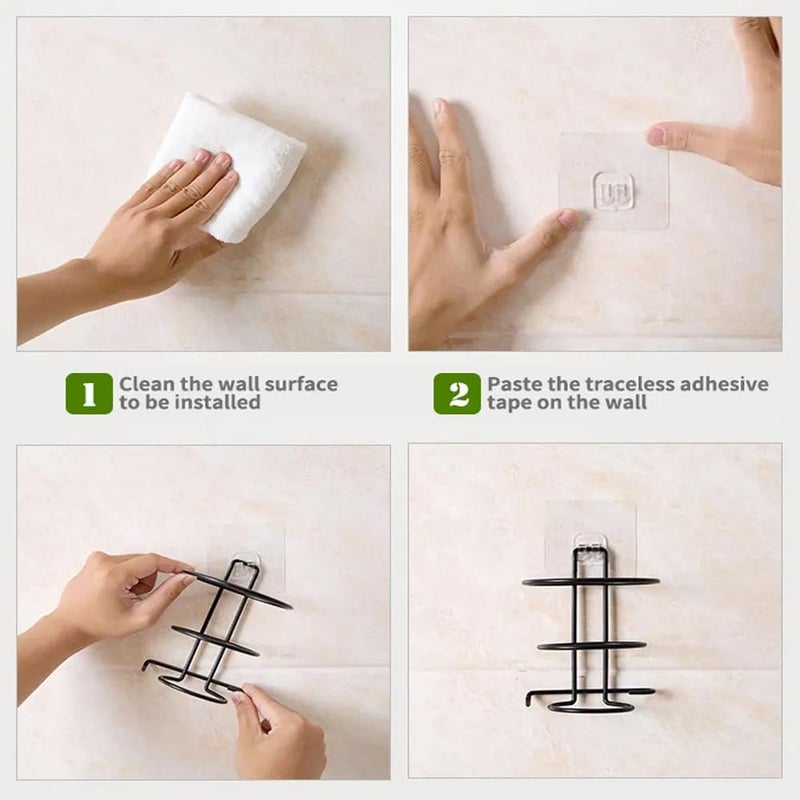 Decorlay Wrought Iron Self-Adhesive Hair Dryer Holder, Hair Strengthener Holder, Dryer Hanging Stand, Plug Hook | 11 x 11 x 15 CM (White) - Image 5