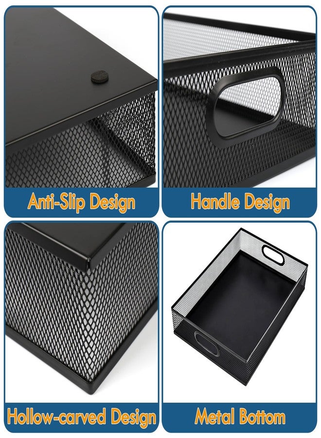 EsOfficce Drawer Organizers, 3 Sets Metal Mesh Desk Drawer Organizer Trays, 2 Desktop Organizers with 2 Pcs Phone Brand Card Holders, Desk Drawer Box Tray for Office, Bathroom, Kitchen, Makeup, Vanity - Image 4