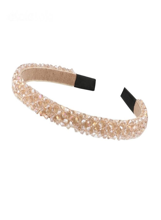Ruihfas Fashion Sparkle 4 Rows Crystal Rhinestone Headbands Beaded Hair Hoop Band (Champagne) - Image 1
