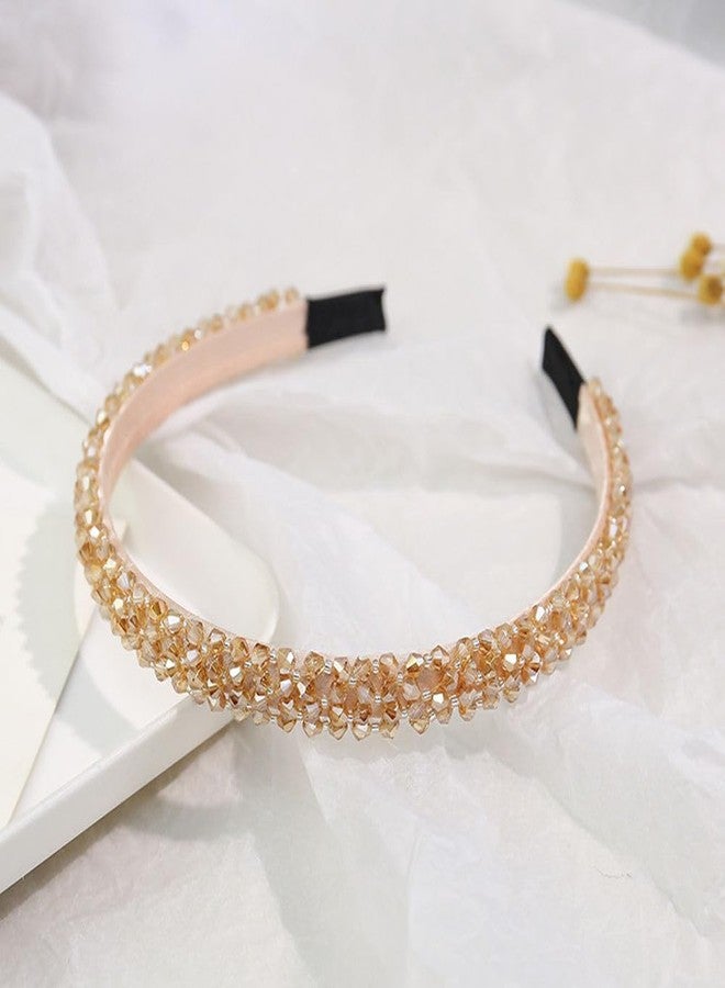 Ruihfas Fashion Sparkle 4 Rows Crystal Rhinestone Headbands Beaded Hair Hoop Band (Champagne) - Image 5
