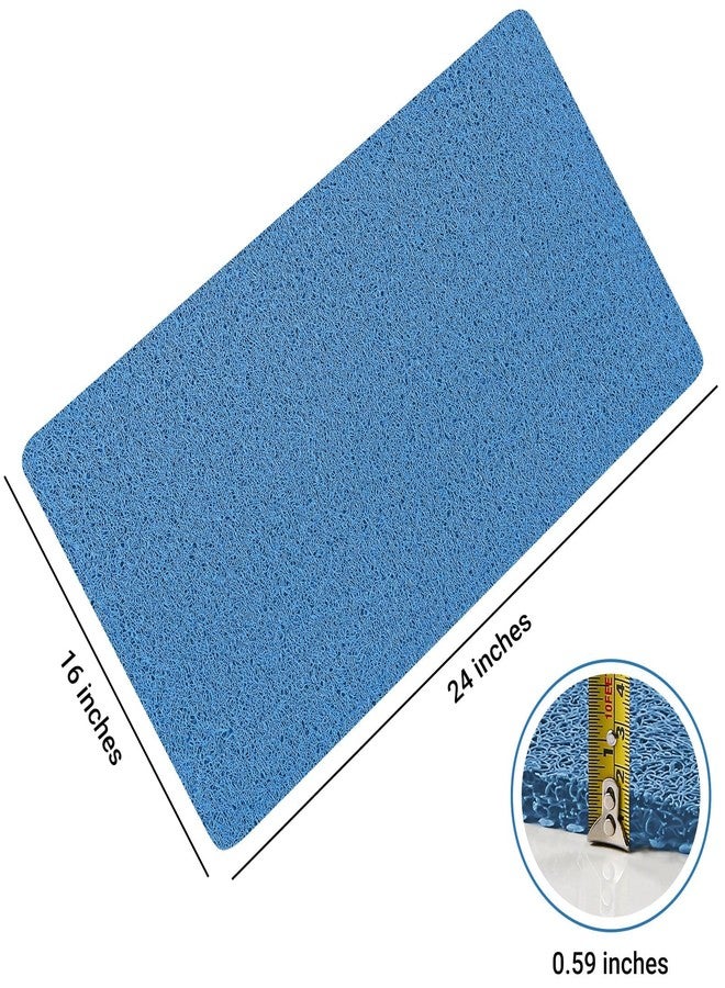 LuxStep حصيرة استحمام لوكس ستيب، 24x16 بوصة، حصيرة حمام غير قابلة للانزلاق مع تصريف، حصيرة استحمام من لوفة بي في سي تجف بسرعة للبانيو، الدش، الحمام (أزرق بحيرة) - Image 2
