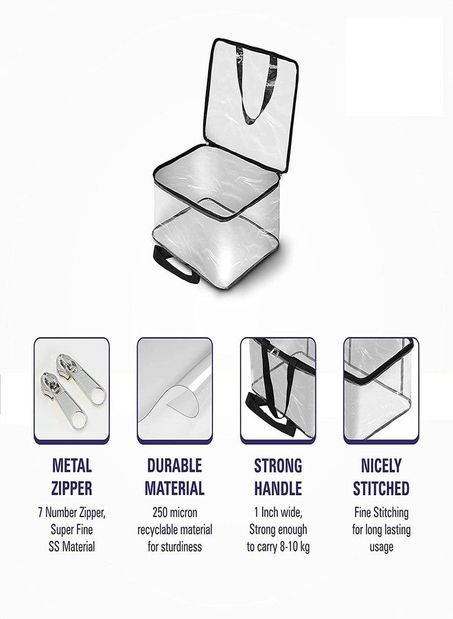 Kienlix Transparent Pvc Storage Bag for Saree Covers,Clothes, Lehenga, Blankets, Bedsheets, Toys, Docs | Wardrobe Organizer | Clear Storage Box Bag (Pack 6) - Image 3