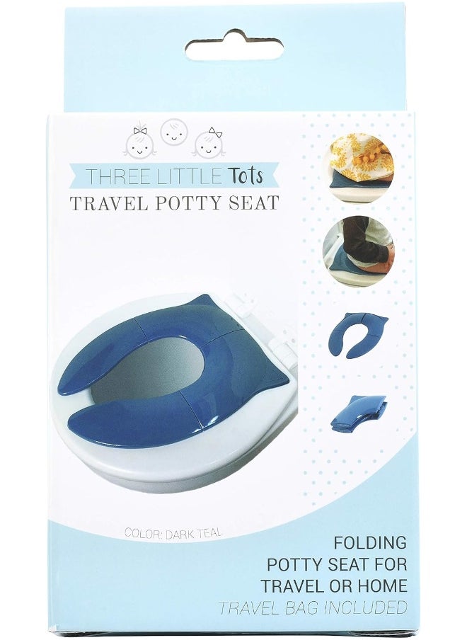 Three Little Tots Modern and Safe Portable Potty Seat, Dark Teal Folding Travel Potty Training Seat for Girls and Boys, Fits Round and Oval Toilets, On The go or at Home, Includes Travel Bag  - Image 3
