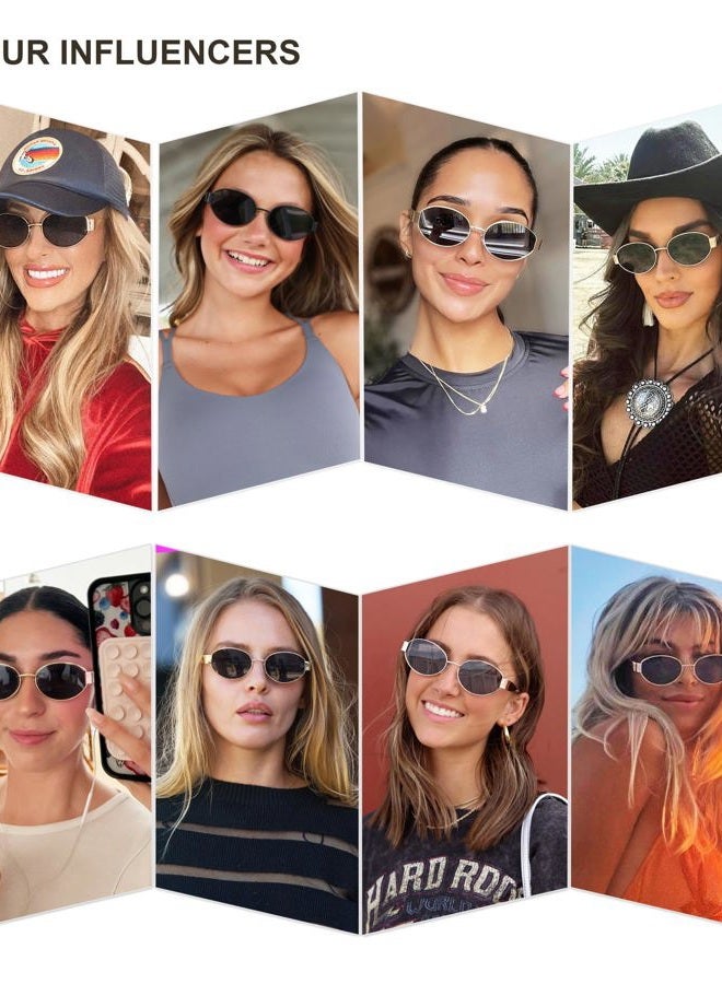 Sojos Retro Oval Sunglasses for Women Trendy Classic Shades UV400 Protection SJ1256, Shiny Gold/Gradient Brown, Medium - Image 2