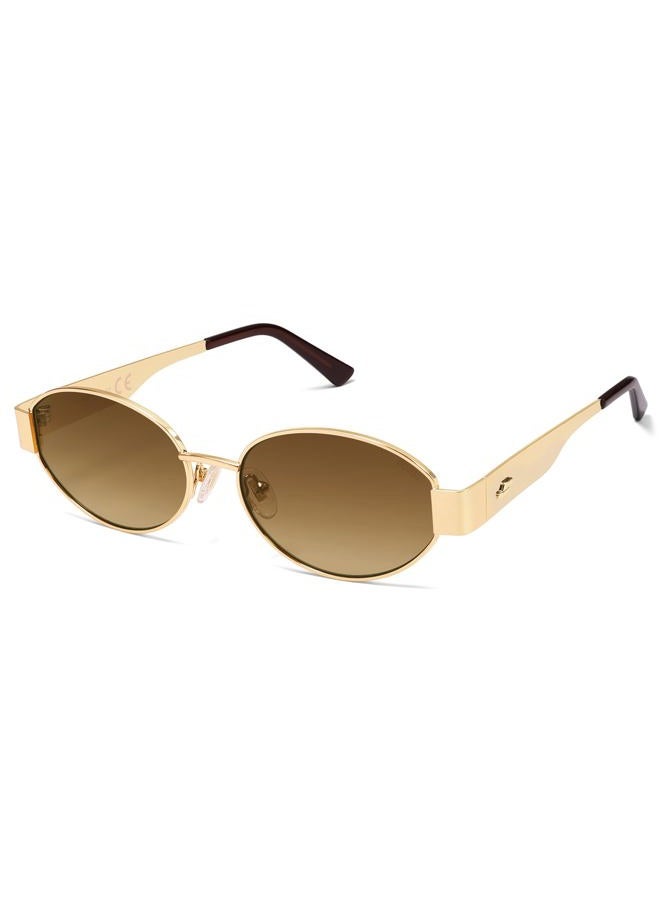 Sojos Retro Oval Sunglasses for Women Trendy Classic Shades UV400 Protection SJ1256, Shiny Gold/Gradient Brown, Medium - Image 1