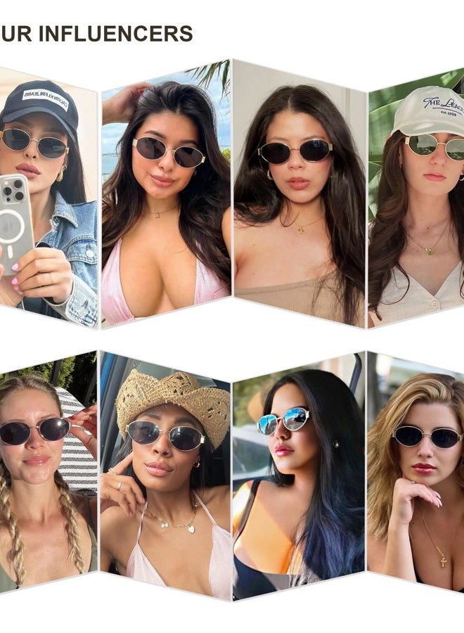 Sojos Retro Oval Sunglasses for Women Trendy Classic Shades UV400 Protection SJ1256, Shiny Gold/Gradient Brown, Medium - Image 3