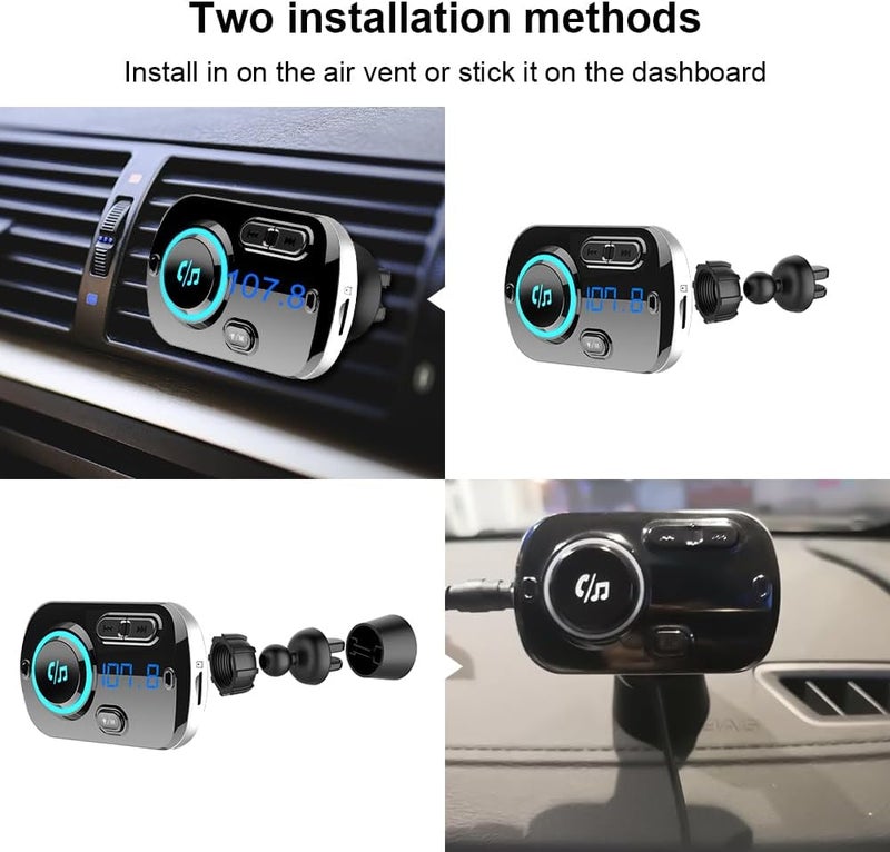 SONRU Bluetooth FM Transmitter 5.0 with QC3.0 USB Car Charger and Colorful LED Display - Image 5