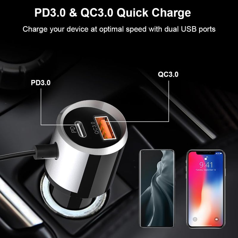 SONRU Bluetooth FM Transmitter 5.0 with QC3.0 USB Car Charger and Colorful LED Display - Image 4