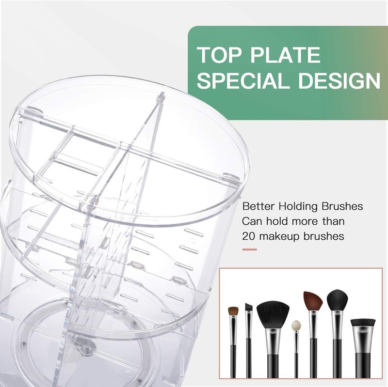 VENEXA 360 Rotating Makeup Organizer,DIY Adjustable Spinning Holder,Foldable Cosmetic Storage Display box,Large Capacity Make up Caddy Shelf,Fits Countertop Vanity and Bathroom (CLEAR) (Transparent) - Image 4