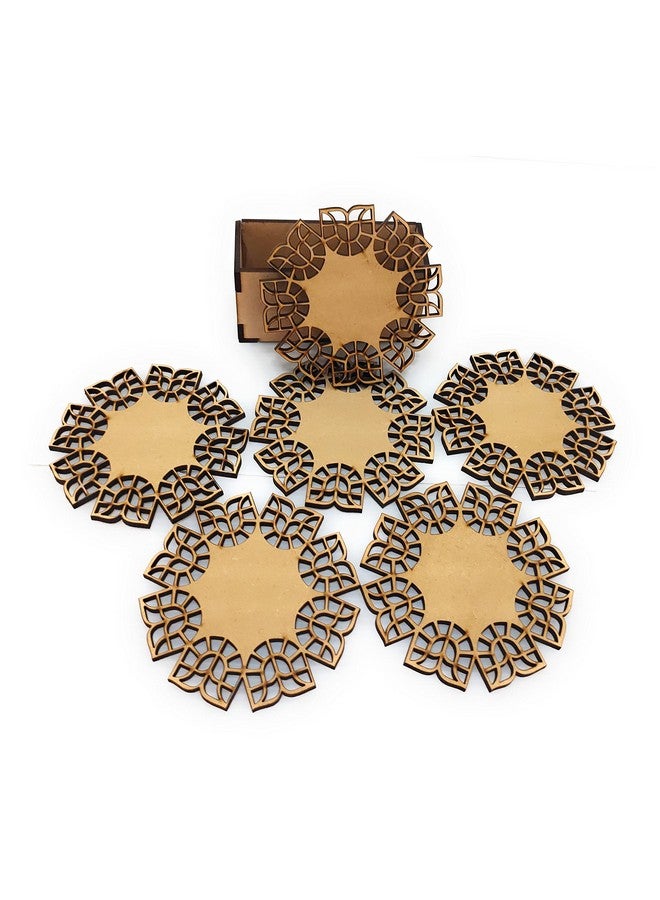 StepsToDo StepsToDo Wooden Tea Coasters. with Table Top Protection Layer. Set of 6 Drink Coasters.  - Image 1