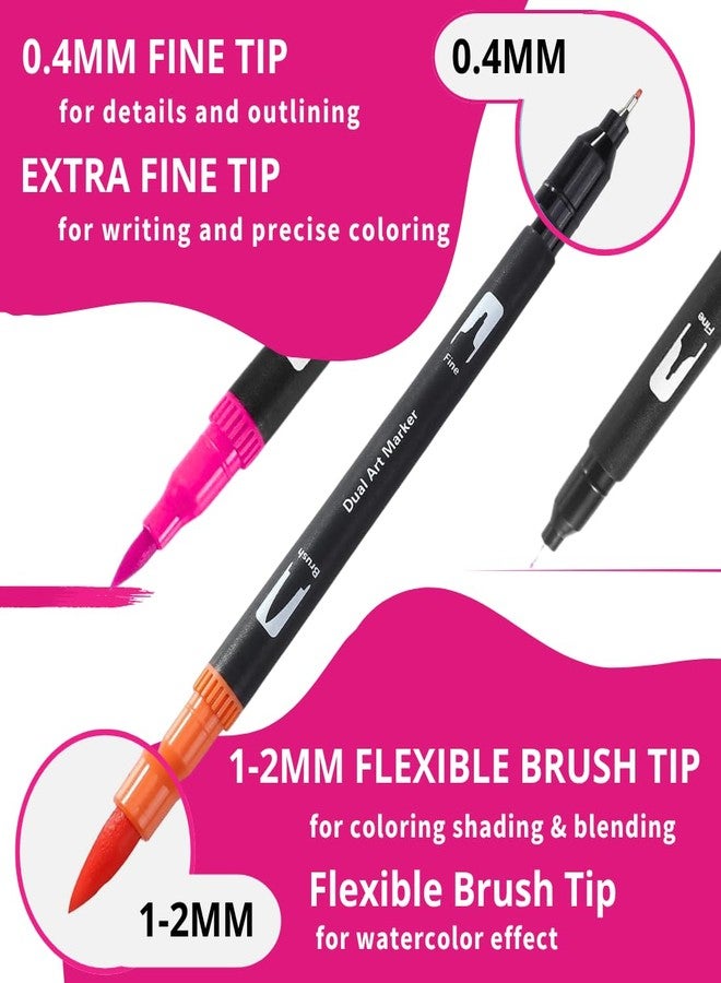 Oytra Dual Tip Brush Pens 12 Colors Sketch Pen For Drawing Sketching Calligraphy Coloring Journaling Hand Lettering - Image 3