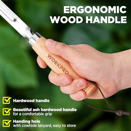 WORKPRO Crack Weeder, 12" Stainless Steel Crevice Weeding Tool with Beech Wood Handle, L-Shaped Side-Walk Weed Puller Spatula, for Garden Lawn Yard Patio Terrace Paving Moss, Small Gardening Tool - Image 5