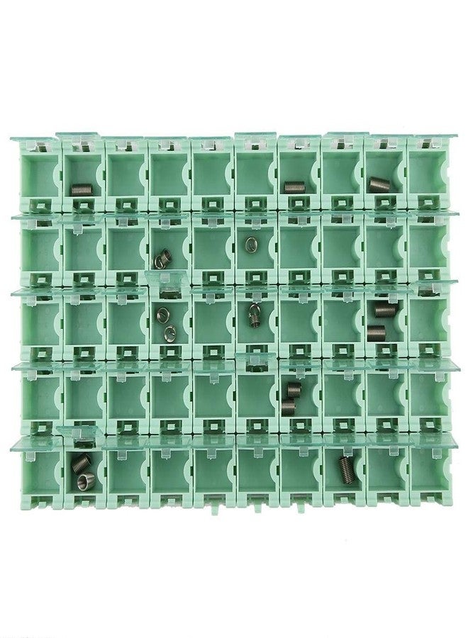 Hongzer 50pcs/Set Green SMT SMD Container Box, Electronic Components Parts Storage Case with Transparent Lid, Mini Component Assortment Storage Box, Tool Organizers - Image 2